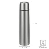 Sıcak Soğuk Korumalı Çelik Termos 1 Litre – Çift Kapaklı Aç Kapa Düğmeli Seyahat Tipi Termos-777 HC thumbnail 1