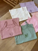 Haki Yeşil Kız Çocuk Askılı Atlet ve Boxer Seti thumbnail 1