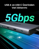 UGREEN Revedok Pro 210 10-in-1 Type-C Giriş 2xUSB-A 2.0, 1xUSB-A 3.0, 2xUSB-C, 2xHDMI 8K/4K, SD, TF, RJ45, 15534 thumbnail 6