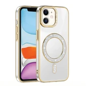 iPhone 11 Kılıf Pırlanta Taş Tasarımlı M-safe Şarj Özellikli Karetta Silikon Kapak thumbnail 2
