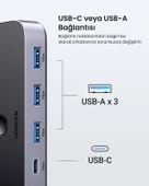 UGREEN USB 3.0 2-in-4 Çift Ekran Paylaşımlı 5Gbps 1xUSBC, 4xUSB-A Switch, 15705 thumbnail 3