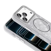 iPhone 17 Pro Max Kılıf M-safe Şarj Özellikli Parlayan Simli Okso Kapak thumbnail 9