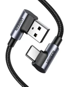UGREEN USB-C to USB-A 3A QC 90 Derece Hızlı Şarj Kablosu, 1 Metre, Uzay Girişi, 20856 thumbnail 2