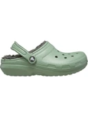 Crocs Classic Lined Clog Unisex Yeşil İçi Yünlü Günlük Terlik 203591-3WP thumbnail 1