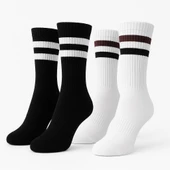 Erkek Spor Çorap 2’li Set – Nefes Alan Pamuklu Çizgili Soket Çorap | Günlük ve Spor Kullanım İçin Esnek Rahat Tasarım thumbnail 1