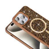 iPhone 14 Pro Max Kılıf Pırlanta Tasarımlı M-safe Şarj Özellikli Mozaik Silikon Kapak thumbnail 3