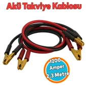 1200 Amper Akü Takviye Kablosu 2.3 Metre Kalın Telli Güçlü Araç Akü Yardım Başlatma Kablosu thumbnail 1