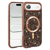 iPhone 17 Air Kılıf Pırlanta Tasarımlı M-safe Şarj Özellikli Mozaik Silikon Kapak thumbnail 2