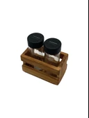 Ahşap Doğal 2Li Baharatlık Ahşap Cam Set Takımı(SET)(KİRAZ) Ahşap Rengi 10 SET thumbnail 3