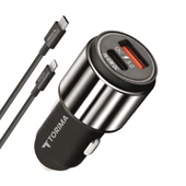 Torima C16 45W Silver Araç Şarj Cihazı Lıghtnıng Kablolu Hızlı Şarj Adaptörü thumbnail 5