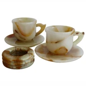 Oniks Doğal Taş 2’li Fincan ve 3 İnç Kül Tablası Seti thumbnail 1