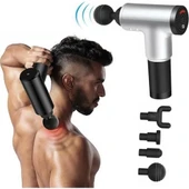 Darbeli Titreşimli Tabanca Masaj Aleti Kas Rahatlatıcı 4 Başlıklı Şarjlı Göbek Eritme Cihazı Zayıflama Ve Selülit Giderme thumbnail 1