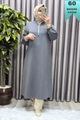 Kadın Tesettür Giyim Büyük Beden Fermuarlı Jumbo Uzun Tunik thumbnail 11