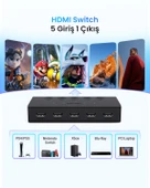 UGREEN 4K/60Hz HDMI 2.0 Switch 5-in-1, 5xHDMI In, 1xHDMI Out, 25857 thumbnail 2