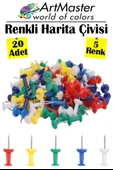 Renkli Harita Çivisi 20 Li 1 Paket Mantar Pano Raptiyesi Renkli Pano İğnesi Okul Büro Harita Çivisi Ofis Renkli thumbnail 1