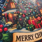 Yılbaşı Ağaçlı Yeni Yıl Evi Kapı ve Duvar Süsü thumbnail 3