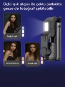 Uzaktan Kumandalı 101cm LED Işıklı Al Tripod Yapay Zeka Destekli Titreşim Engelli Gimbal thumbnail 7