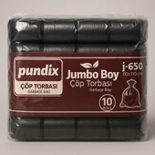 Pundix J650 Endüstriyel Jumbo Boy Çöp Poşeti 80X110 cm 1 Koli 10 Rulo 100 Adet Dayanıklı, Sızdırmaz ve Geniş Hacimli Çöp Torbası thumbnail 1