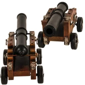 Vintage Savaş Gemisi Topu Nostaljik Metal Top Arabası 29cm thumbnail 5