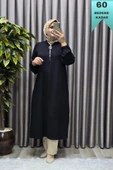 Kadın Tesettür Giyim Büyük Beden Fermuarlı Jumbo Uzun Tunik thumbnail 4