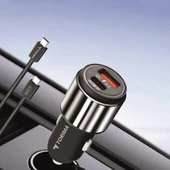 Torima C16 45W Silver Araç Şarj Cihazı Type-C Kablolu Hızlı Şarj Adaptörü thumbnail 2