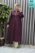 Kadın Tesettür Giyim Büyük Beden Fermuarlı Jumbo Uzun Tunik thumbnail 1