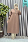 Kadın Tesettür Giyim Büyük Beden Fermuarlı Jumbo Uzun Tunik thumbnail 9