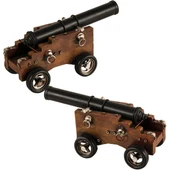 Vintage Savaş Gemisi Topu Nostaljik Metal Top Arabası 29cm thumbnail 3