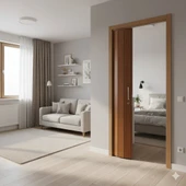 Katlanır Kapı Meşe 82x203 cm | Alan Tasarruflu Akordiyon Kapı – Şık, Dayanıklı ve Kolay Montaj thumbnail 1