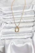 316L Çelik Zincir Gold Renk Model Kadın Kolye - TJ-BKO10688 thumbnail 2
