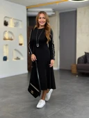 MDB Kadın Uzun Kollu Bisiklet Yaka Midi Modal Elbise thumbnail 3