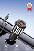 Torima C16 45W Silver Araç Şarj Cihazı Lıghtnıng Kablolu Hızlı Şarj Adaptörü thumbnail 1