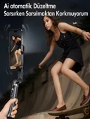 Uzaktan Kumandalı 101cm LED Işıklı Al Tripod Yapay Zeka Destekli Titreşim Engelli Gimbal thumbnail 3