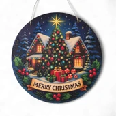 Yılbaşı Ağaçlı Yeni Yıl Evi Kapı ve Duvar Süsü thumbnail 1