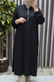 Kadın Tesettür Giyim Büyük Beden Fermuarlı Jumbo Uzun Tunik thumbnail 5
