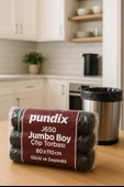 Pundix J650 Endüstriyel Jumbo Boy Çöp Poşeti 80X110 cm 1 Koli 10 Rulo 100 Adet Dayanıklı, Sızdırmaz ve Geniş Hacimli Çöp Torbası thumbnail 2