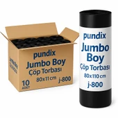 Pundix J800 Jumbo Boy Çöp Torbası 80X110 cm 1 Koli 10 Rulo x 10 Adet Profesyonel Endüstriyel Kullanım Dayanıklı, Sızdırmaz ve Geniş Hacimli Çöp Poşeti thumbnail 1