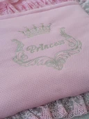 LitaeTrend Yenidoğan Sahra Taç Nakışlı Trilüks 2li Alt Açma Seti Pembe thumbnail 4