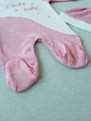 LitaeTrend 0-3 3-6 Ay Lucky Turk Nakışlı Es Çizgi Boy Şapkalı Kız Bebek Tulumu Pembe thumbnail 3