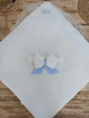 LitaeTrend Yenidoğan Bal Peteği My Prince Taç Nakışlı Delüks Kundak Bebek Battaniyesi Mavi thumbnail 5