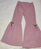 LitaeTrend 1-2-3-4 Yaş Kiraz Baskılı Tişört İspanyol Paçalı Likralı 2li Kız Çocuk Takımı Gül Kurusu thumbnail 3