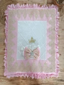 LitaeTrend Yenidoğan Grand Lüks Kelebek Ağır Güpür İşlemeli Şapkalı Bebek Battaniyesi Kundak Pembe thumbnail 3