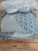 LitaeTrend Yenidoğan Piramit Desenli Güpür İşlemeli Bebek Battaniyesi Kundak Gümüş thumbnail 3