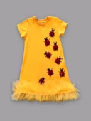 LitaeTrend 1-2-3 Yaş Uğur Böceği Nakışlı Fırfır Uçlu Kız Çocuk Jile Elbisesi Turuncu thumbnail 2