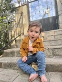 LitaeTrend 3-4-5 Yaş Fitilli Kadife Ceket Kot Pantolonlu 3lü Kız Erkek Çocuk Takımı Gül Kurusu thumbnail 2