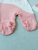 LitaeTrend 0-3 3-6 Ay Lucky Turk Nakışlı Es Çizgi Boy Şapkalı Kız Bebek Tulumu Pudra thumbnail 3