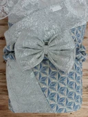 LitaeTrend Yenidoğan Piramit Desenli Güpür İşlemeli Bebek Battaniyesi Kundak Gümüş thumbnail 4