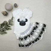 LitaeTrend 1-2-3 Yaş Payetli Mickey Nakışlı Kısa Kollu Brode Etekli 2li Kız Bebek Takımı Siyah thumbnail 1