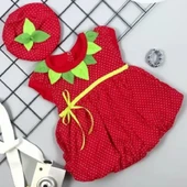 LitaeTrend 3-6-9 Ay Çilek Bebekler Penye Kumaş Kısa Kol Bebek Elbisesi Kırmızı thumbnail 1