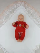 LitaeTrend Yenidoğan Sahra Taç Nakışlı Trilüks Kundak Bebek Battaniyesi Ekru thumbnail 2